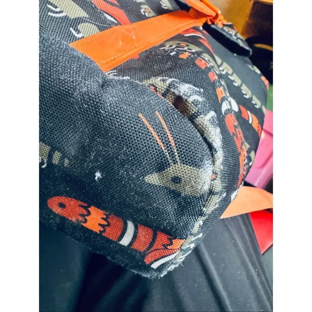 Herschel Supply Co Caterpillar Print Backpack Little America Style Black Orange